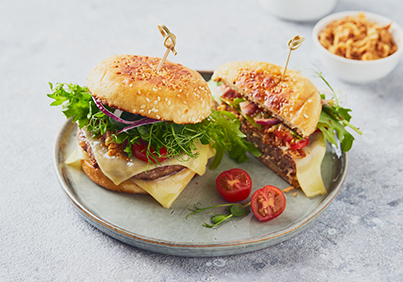 Burger gourmet à l'Emmental fondu