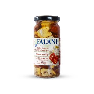 FROMAGE GREC HUILE TOMATES SECHEES AVEC FETA AOP CUBES POT VERRE 230G